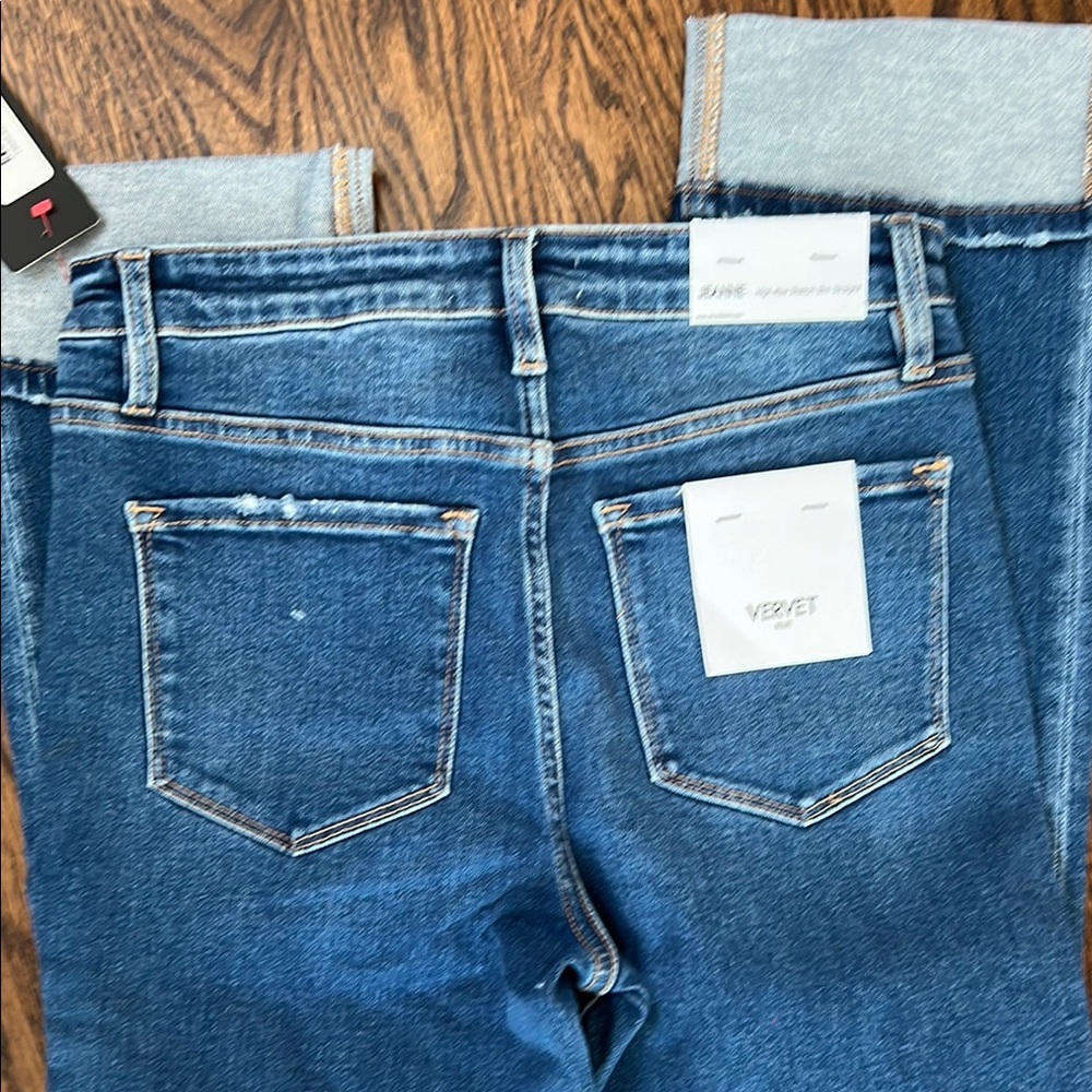 Blue Cropped Ankle Jeans with Raw Edge - Picture 6 of 7